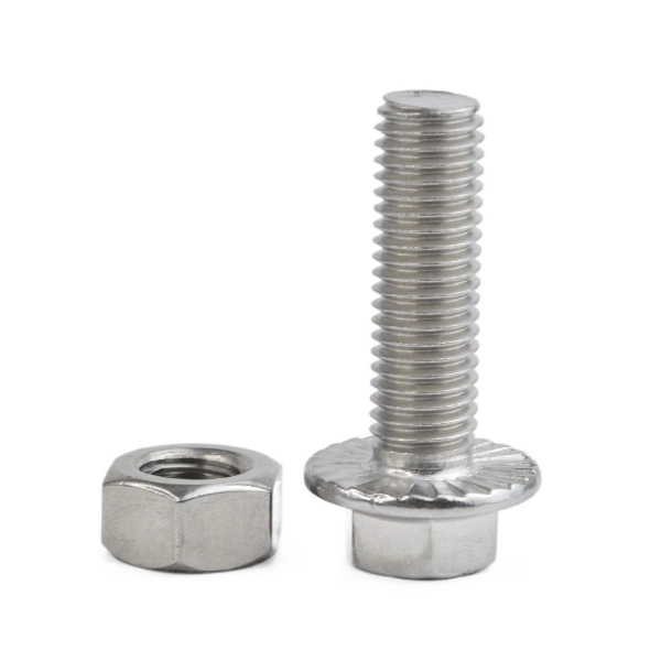 DIN 6921 Grade 8 Zinc Coated 304 316 Stainless Steel Partiall Threaded Fully Threaded Serrated Flange Bolt ISO4162/En1665 Hex Flange Screws Flange Bolt Fastener